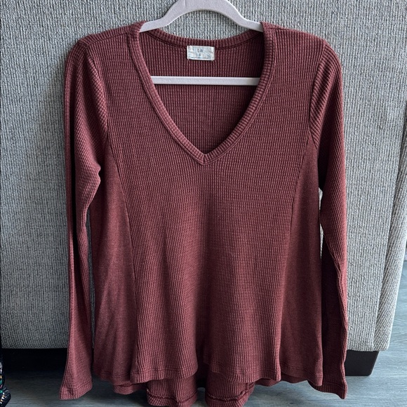 T.La Tops - Women’s Waffle knit long sleeve top in rust